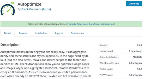 autoptimize plugin WordPress pour optimiser la performance